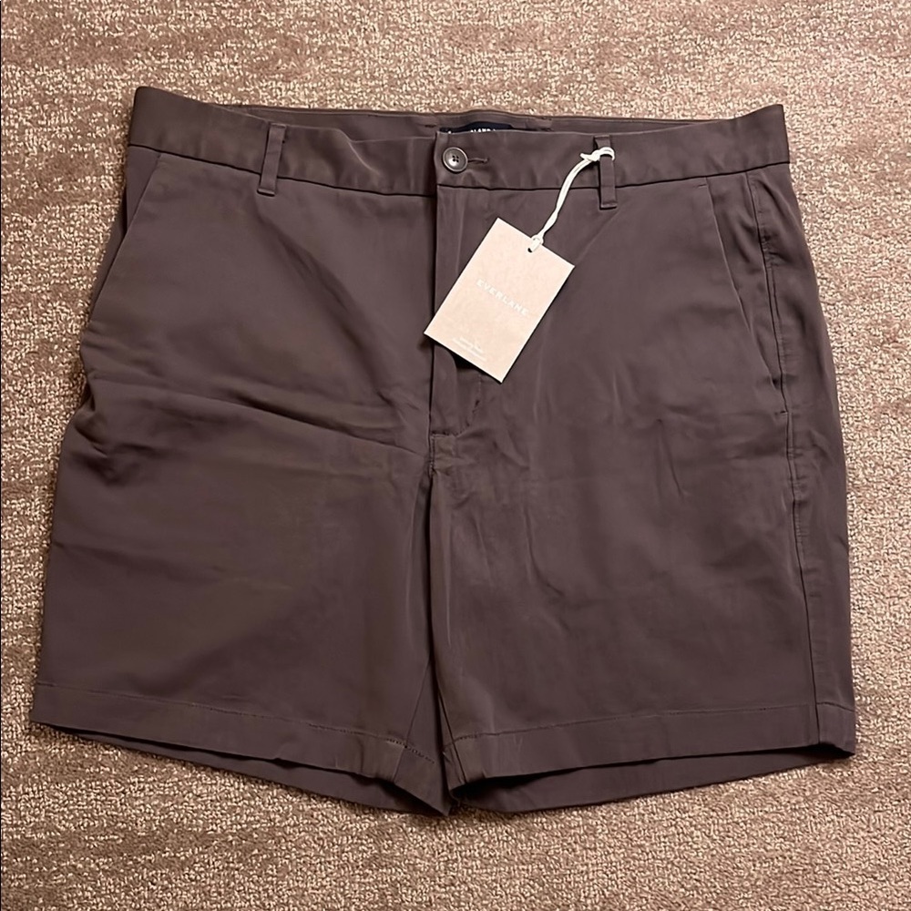 NWT Everlane Men’s The 7” Slim Fit Performance Chino Short in Gray Size 36